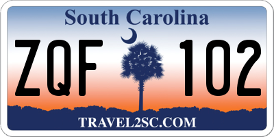 SC license plate ZQF102