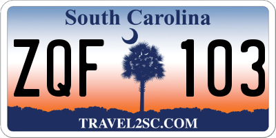 SC license plate ZQF103