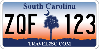 SC license plate ZQF123