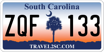 SC license plate ZQF133