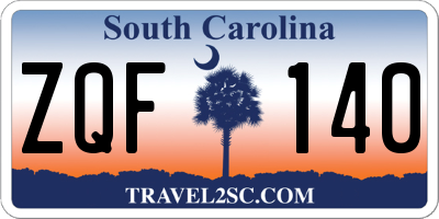 SC license plate ZQF140