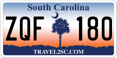 SC license plate ZQF180