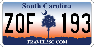 SC license plate ZQF193