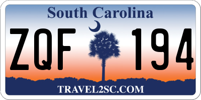 SC license plate ZQF194