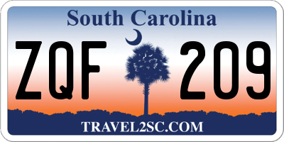 SC license plate ZQF209