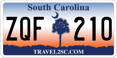 SC license plate ZQF210