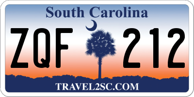 SC license plate ZQF212