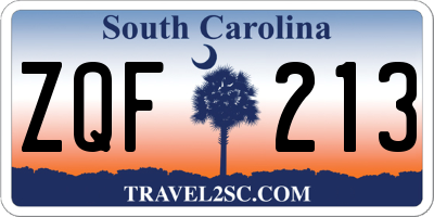 SC license plate ZQF213