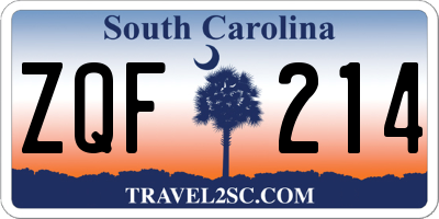 SC license plate ZQF214