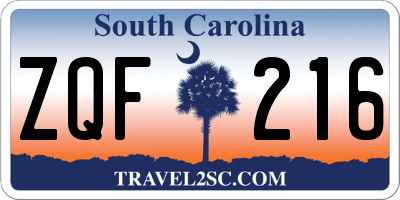 SC license plate ZQF216