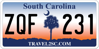 SC license plate ZQF231