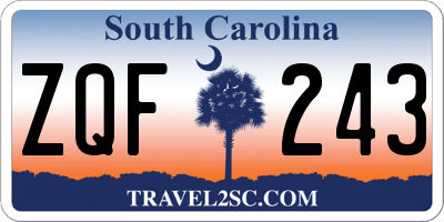 SC license plate ZQF243