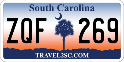 SC license plate ZQF269