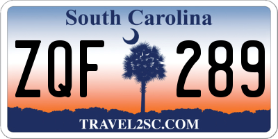 SC license plate ZQF289