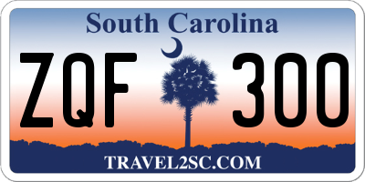 SC license plate ZQF300