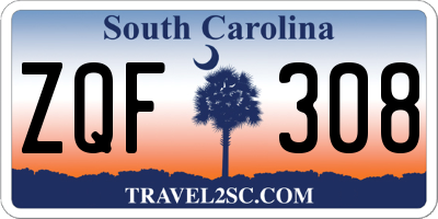 SC license plate ZQF308