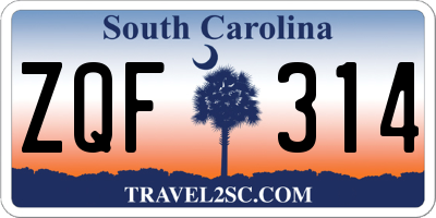 SC license plate ZQF314