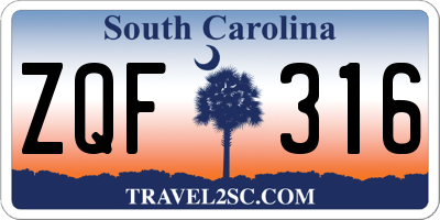 SC license plate ZQF316