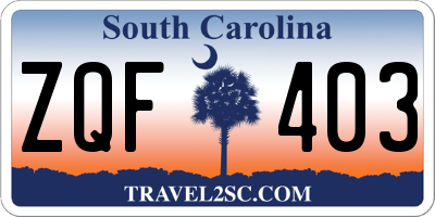 SC license plate ZQF403