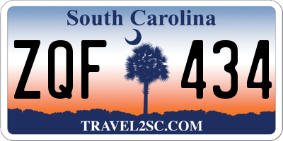 SC license plate ZQF434