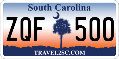 SC license plate ZQF500
