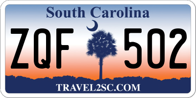 SC license plate ZQF502