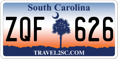 SC license plate ZQF626