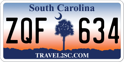 SC license plate ZQF634