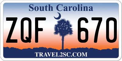 SC license plate ZQF670