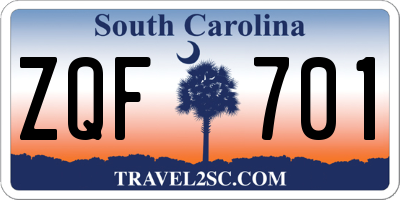 SC license plate ZQF701