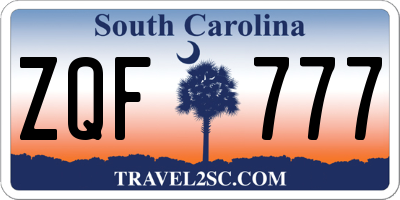SC license plate ZQF777