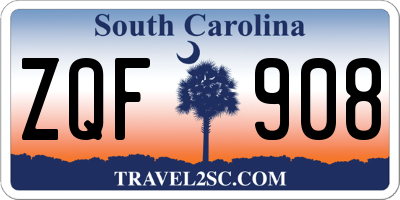 SC license plate ZQF908
