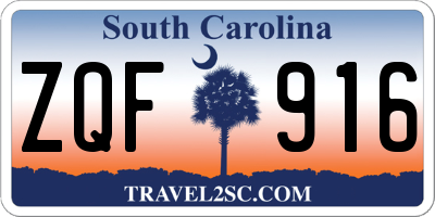 SC license plate ZQF916
