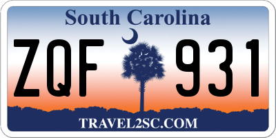 SC license plate ZQF931