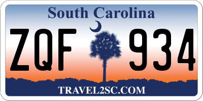 SC license plate ZQF934