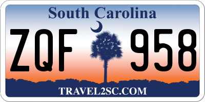 SC license plate ZQF958