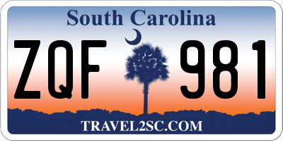 SC license plate ZQF981