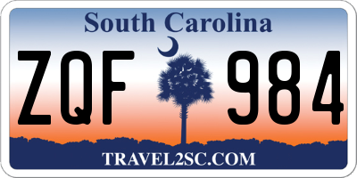 SC license plate ZQF984