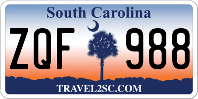 SC license plate ZQF988