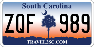SC license plate ZQF989