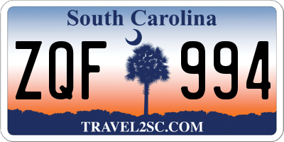 SC license plate ZQF994