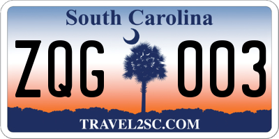 SC license plate ZQG003