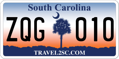 SC license plate ZQG010