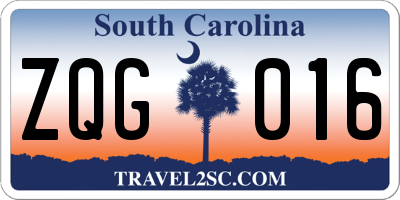 SC license plate ZQG016