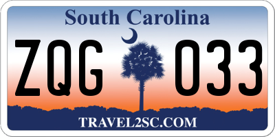SC license plate ZQG033
