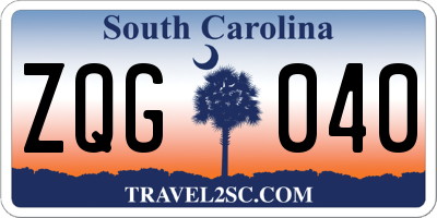 SC license plate ZQG040