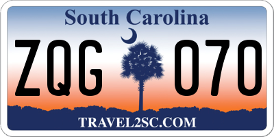 SC license plate ZQG070