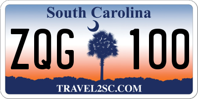 SC license plate ZQG100