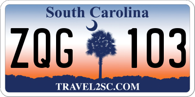 SC license plate ZQG103