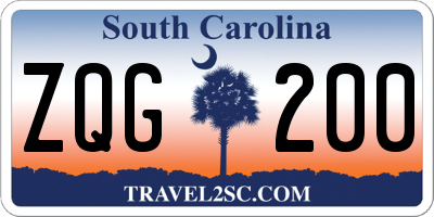 SC license plate ZQG200